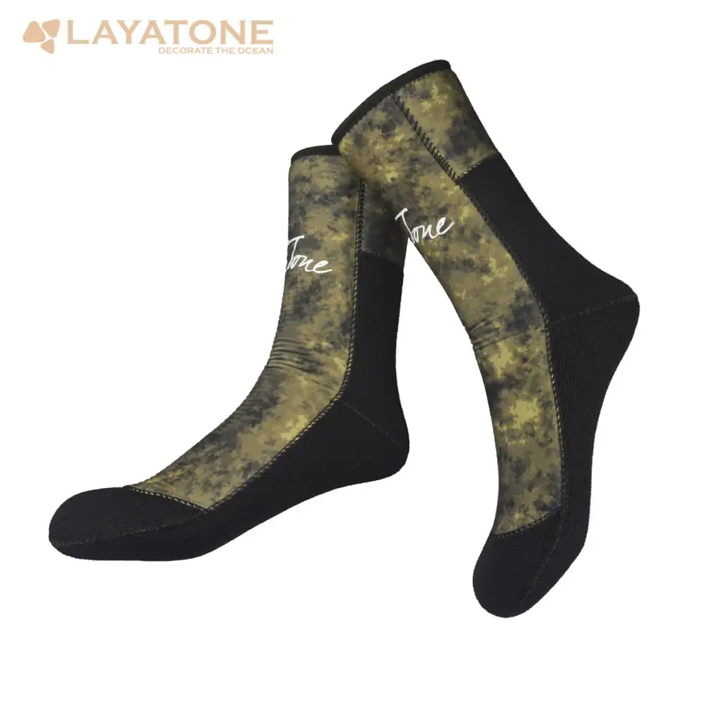 LayaTone дайвинг носки камуфляж 7 мм неопрен носки для Гидрокостюма серфинга обувь для подводной охоты плавание держать тепло