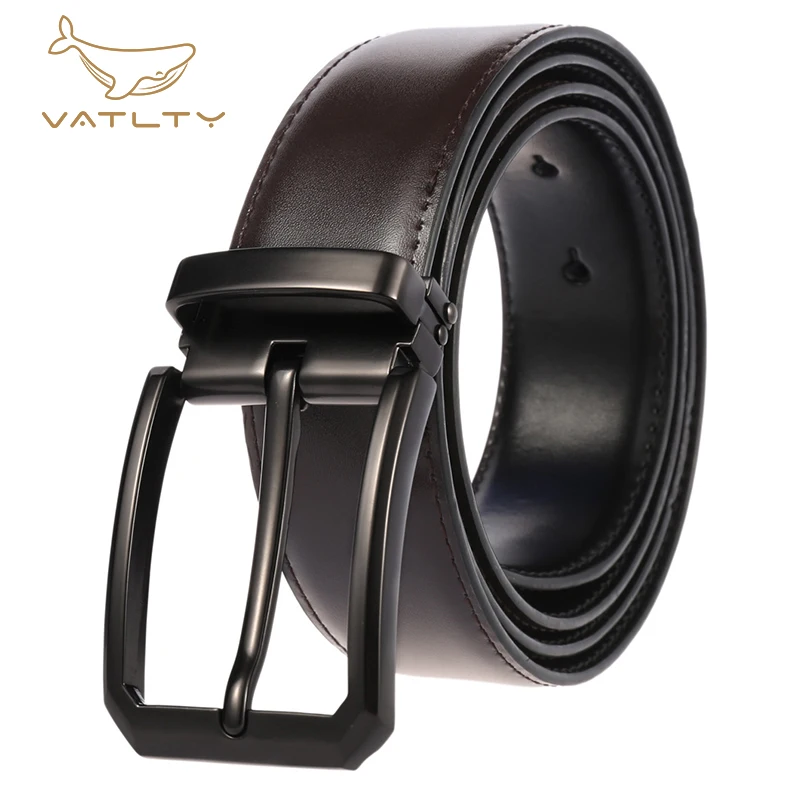 

VATLTY official authentic men's leather belt high-grade black hard metal buckle no interlayer natural cowhide belt for men