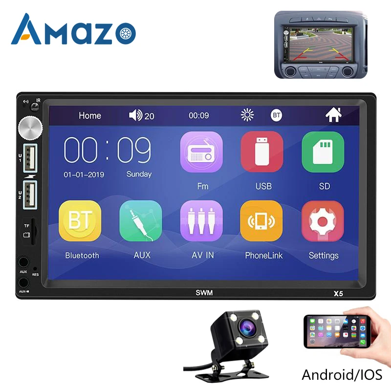 Автомагнитола X5 2 Din Bluetooth 7 &quotHD сенсорный экран обратное изображение 2din стерео