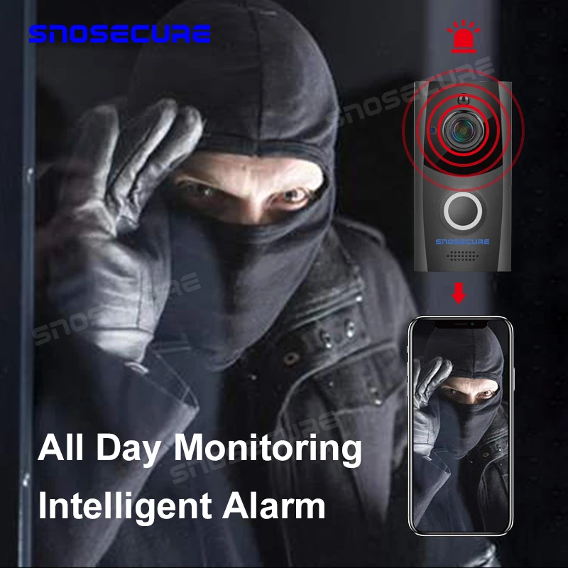 SNOSECURE Waterproof Video Call Wifi Doorbell Intercom Alarm for Home Wireless Video Door phone For Apartment Battery Doorphone