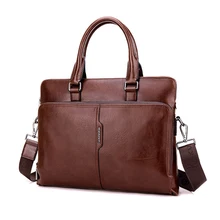 Мужская кожаная сумка для компьютера на молнии, водонепроницаемая сумка через плечо, кожаный портфель, сумка для ноутбука, роскошная мужская сумка-мессенджер