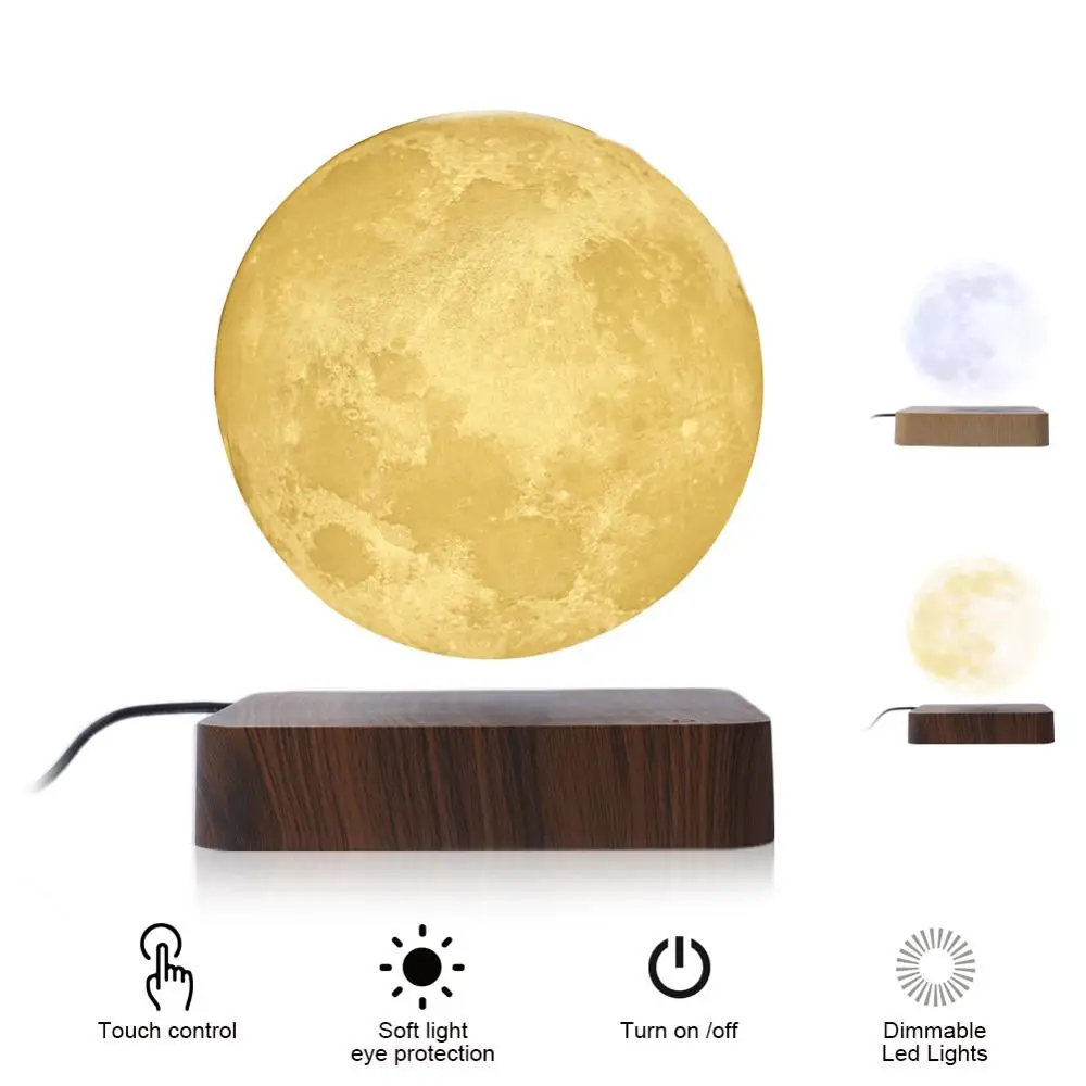 

Creative 3D Magnetic Levitation Moon Lamp Night Light Rotating LED Moon Floating Lamp 3 Colors Home Decoration Holiday Gifts