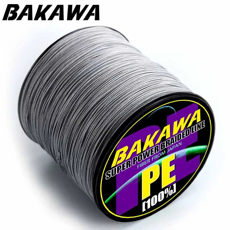 4 strands 500M GRAY Плетеная леска для ловли карпа BAKAWA, супер прочная леска tresse peche linha multifilamento, рыболовные снасти для ловли нахлыстом, 500 м, 4 нити X PE J - Цвет: 4 strands 500M GRAY