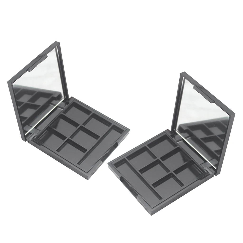 6 Grids Plastic Empty Eyeshadow Palette Travel Eye Shadow DIY Case Blusher Box Makeup Powder Container with Mirror