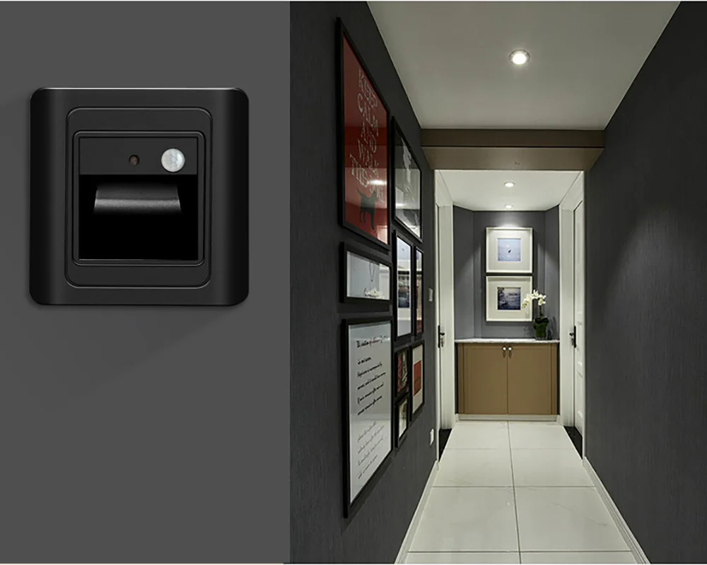 2W Night Light Intelligent Lamp PIR Motion Detector Sensor LED Stair Light Recessed Step Lamp Ladder Wall Kitchen Foyer