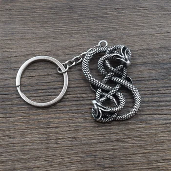 

12pcs Loki Viking Keychain Twin Dragon Intertwined Keyring Norse Scandinavian Jewelry