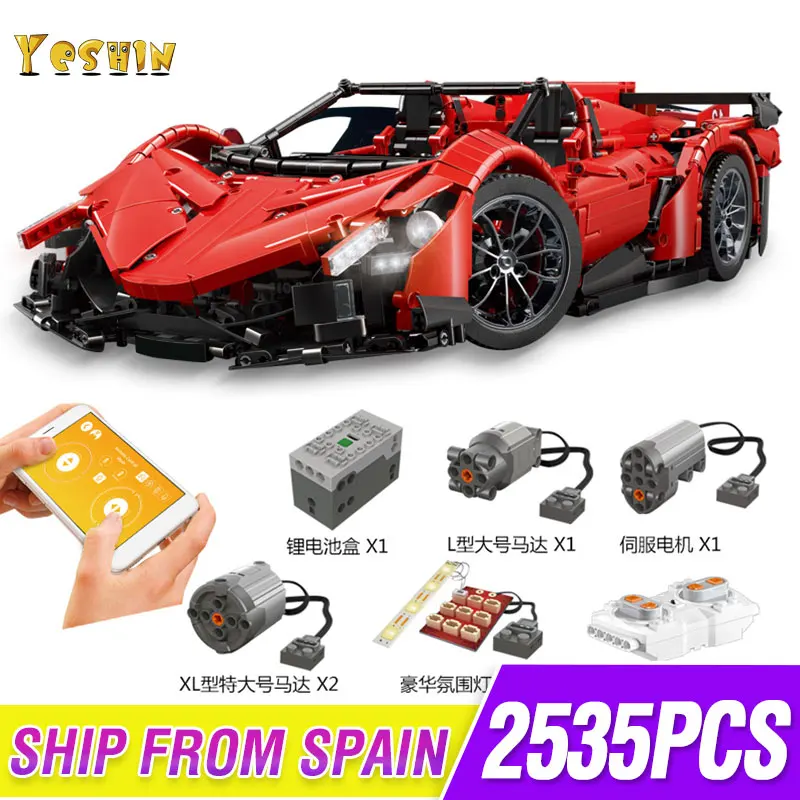 Радиоуправляемая машина Veneno Lamborghinis Roadster с функцией питания, строительные блоки для автомобилей, кирпичи, Детские технические игрушки, 20091 MOC 10559