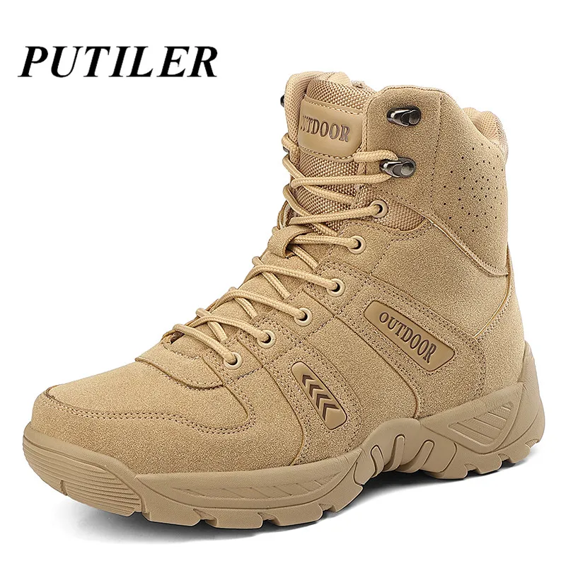 Outdoor Genuine Leather Ankle Boots Men Winter Tactical Combat Snow Boots Man Army Hunting Boots For Men Shoes Casual Sneakers|Basic Boots| - AliExpress