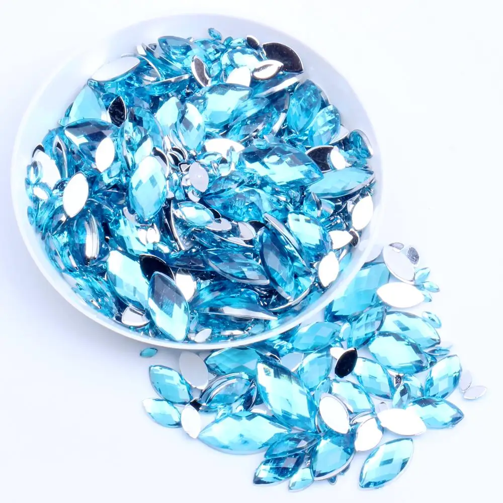 14 Aquamarine 7x15 мм, 2000 шт, поделки, сделай сам, драгоценные камни, маркиза, грань земли, нормальные цвета, акриловые стразы, стразы, украшения для ногтей - Цвет: 14 Aquamarine