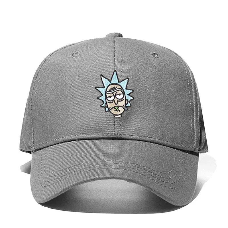 Рик и Морти хаки папа шляпа Crazy Rick бейсболки женские Американский Аниме хлопок вышивка Snapback аниме любителей кепки для мужчин - Цвет: Серый