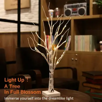 

60cm Hot Easter Tree With 24 LED Lights White Light Up Mini Twig Tree Lamp Decorations for Hanging Easter Eggs Hang Ornaments
