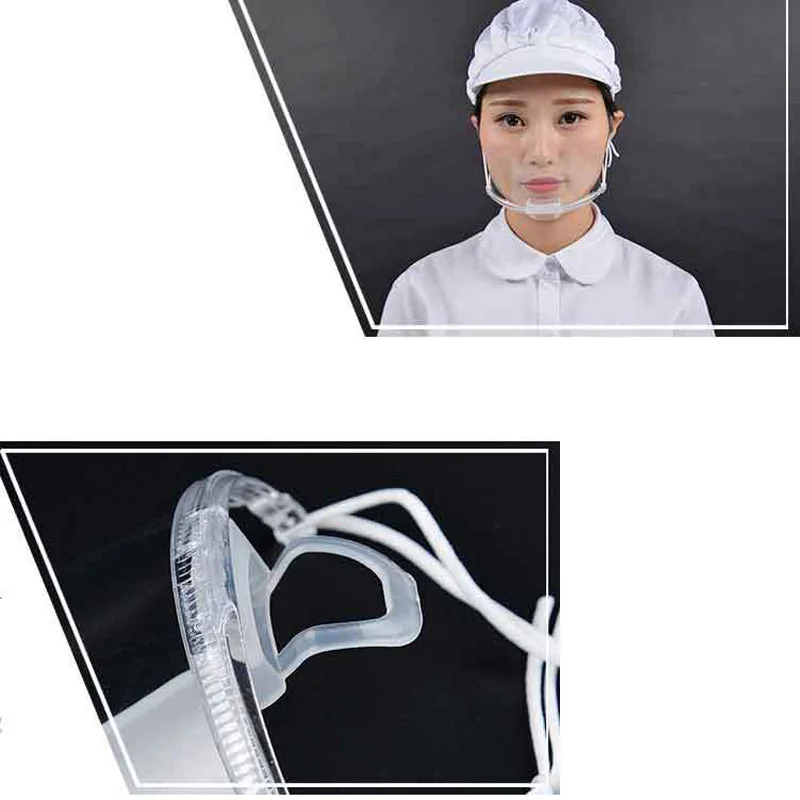 Eco Friendly Transparent Plastic Catering Chef Anti-spit Mask Reusable Kitchen Cooking Adjustable Mouth Cover Mask 5