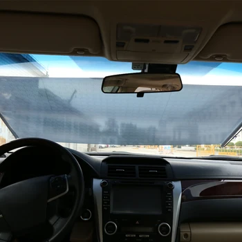 

uxcell 5 Size 68x125cm Silver Tone Roller Car Windshield Automatic Retractable Insulation Sun Shield Block Vehicle UV Protection