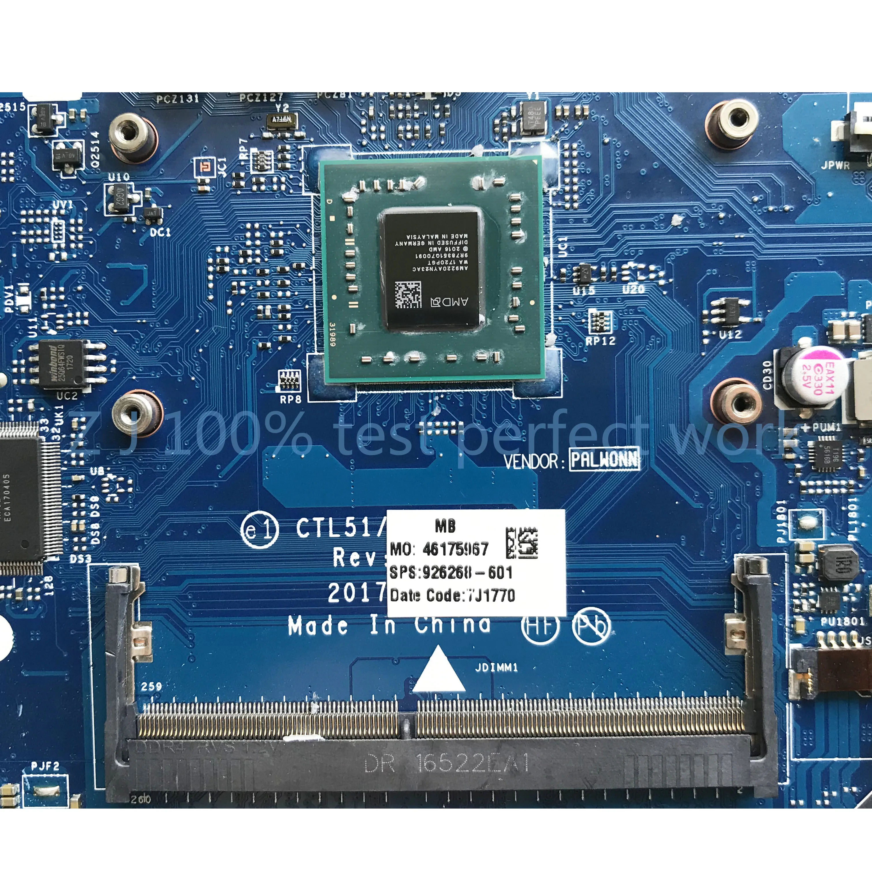 Материнская плата для ноутбука hp PAVILION 15-BW 255 G6 926268-601 CTL51/53 LA-E841P DDR4 с процессором AMD A6-9220 MB протестированная Быстрая