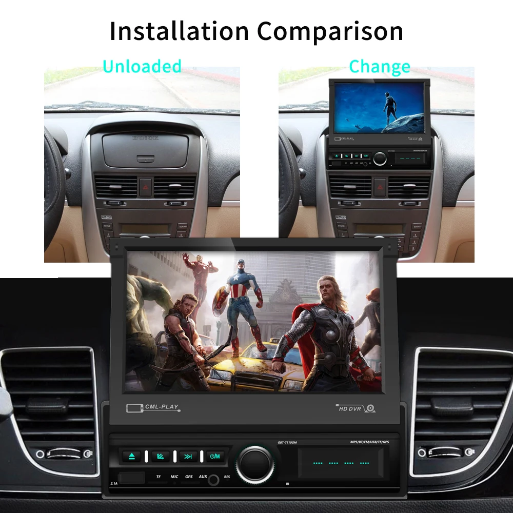  Podofo Auto Radio 1 din Versenkbare Touch Screen Auto Stereo GPS Video Player Autoradio Unterstützu