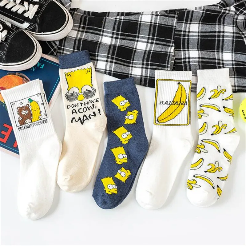 Симпсон хлопок для женщин и мужчин мультфильм команда забавные носки модные милые унисекс повседневные мужские счастливые Симпсоны носки Женская Девушка Meias Sokken