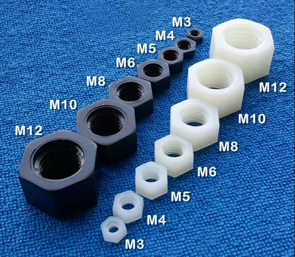 SHK-プラスチック製の六角ナット,m4 m5 m6 m8 m10 m12,黒または白のプラスチックボルトのセット,取り付け用,断熱材,プラスチック  AliExpress