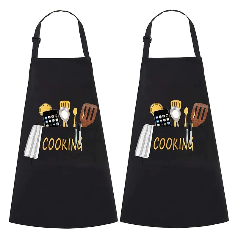 Waterproof Cooking Apron Men Women Apron With Adjustable Pocket for Kitchen Barbecue Garden Restaurant Cafe Chef Baker Waitress