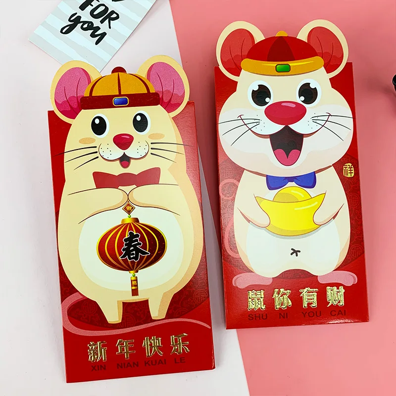 Плотная бумага 3D мультфильм нерегулярные крысы красный пакет китайский год красный конверт 6 упаковок 36 шт