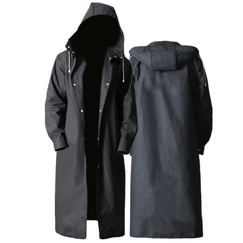 Mens Oxford Raincoats Hooded Jackets Women Waterproof Long Trench Outdoor Hiking 