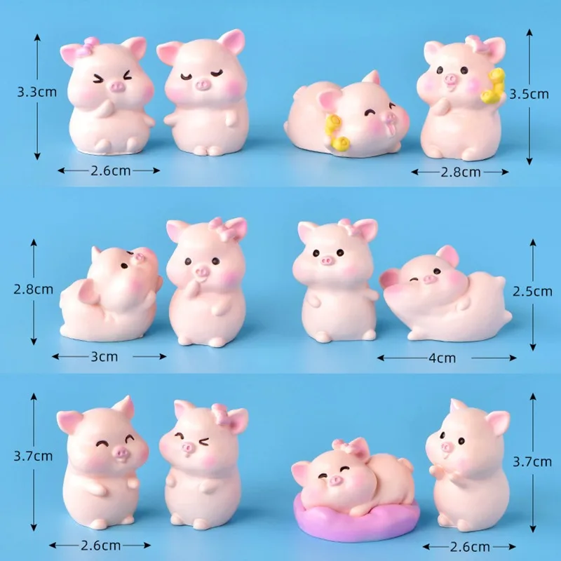 Cute Pink Pig Mini Miniature Figurine DIY Fairy Garden Doll Home Decoration Micro Landscape Kawaii Accessories Resin Crafts 1Pc