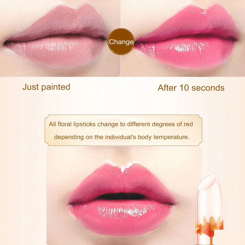 Starry Rainbow Temperature Change Lipstick Moisturizing Lip Balm Jelly Flower Color Changing Lipstick