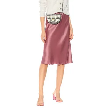 

100% Acetate WomenTrumpet Skirt Solid Color Elastic Waist Soft Elegant Skirts Lady Clothings