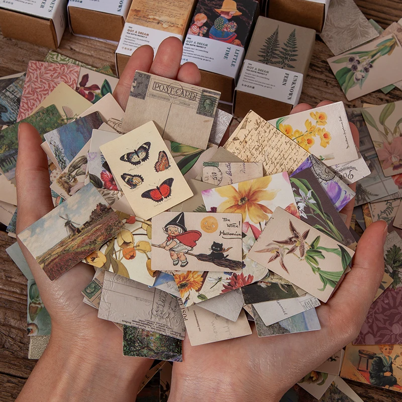 Journamm 200 Patterns Vintage Book Plant Kraft Card Scrapbooking for Deco Stationery LOMO Cards Stationery Notepad Sticky Notes 3