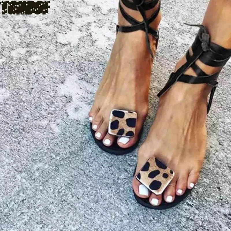 leopard ankle strap flats