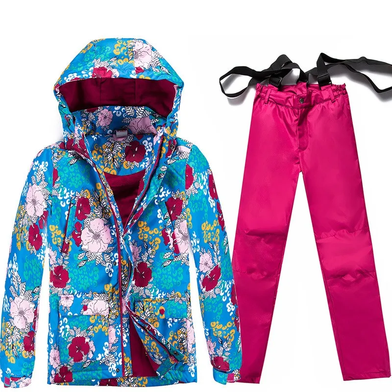 Зимняя куртка унисекс с капюшоном и принтом для катания на лыжах, комбинезон, комплект из двух предметов для влюбленных, толстый теплый ветрозащитный костюм для катания на сноуборде, S-2XL