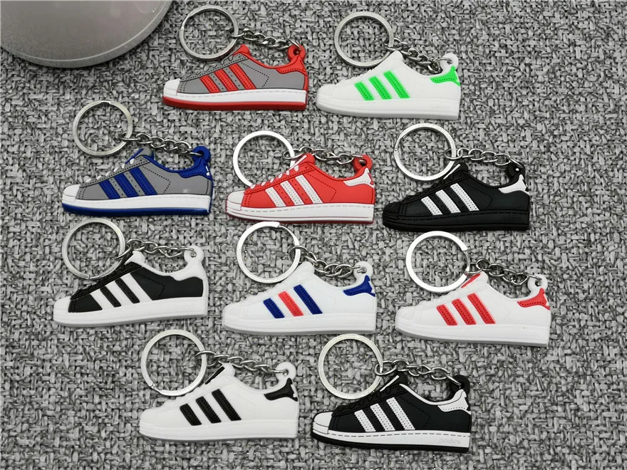 

New Mini Silicone Superstars 80s Shoes Keychain Bag Charm Woman Men Kids Key Rings Gift Sneaker Key Holder Accessories Key Chain