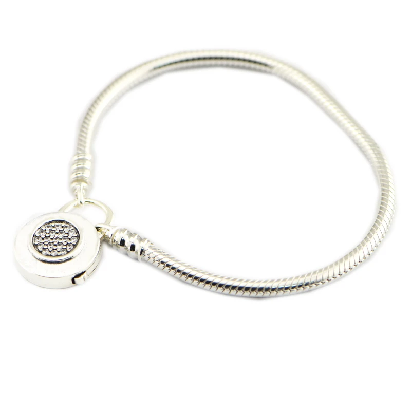 QANDOCCI ювелирные изделия из стерлингового серебра 925 пробы, гладкий серебряный браслет с фирменным замком, браслеты для женщин, сделай сам, подходит для шарма