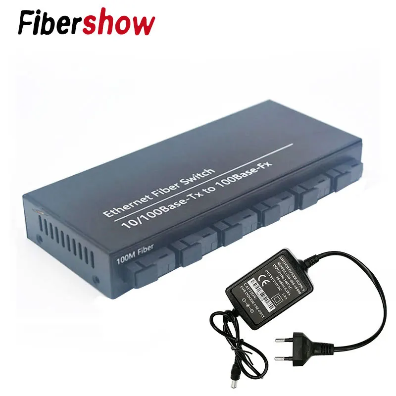 with power switch 10/100 м Fast Ethernet волоконно-оптический медиа конвертер одиночный режим переключения преобразователь 20 км 2 RJ45 и 6 SC волокно Порты и разъёмы - Цвет: with power switch