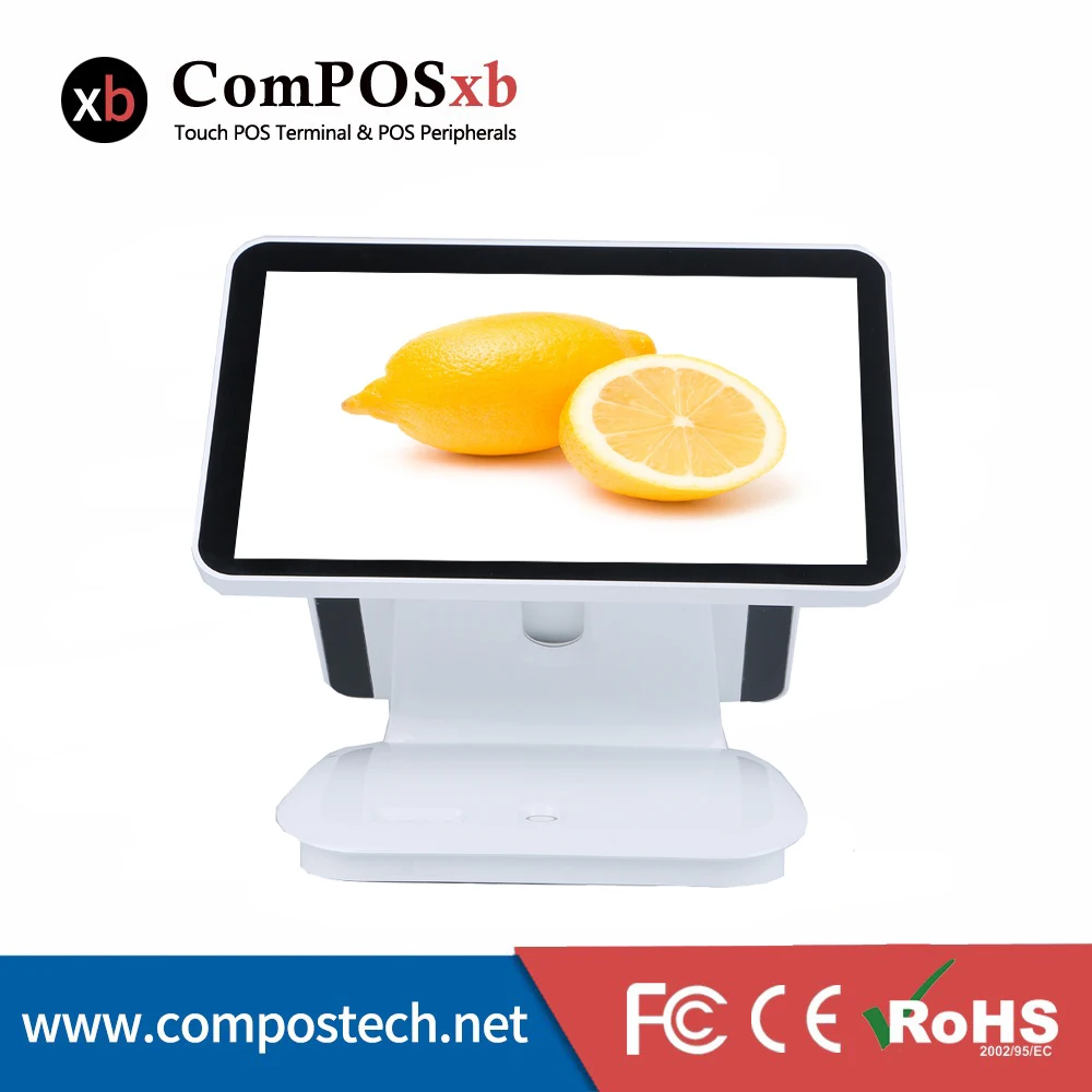15.6 inch capacitive touch screen+11.6 inch second touch screen pos system for supermarket