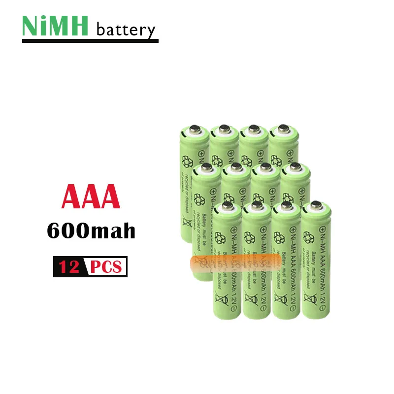 12psc/лот 1,2 v 600mah AAA игрушка с дистанционным управлением перезаряжаемая ni-mh аккумуляторная батарея AAA 1,2 V 600mAH
