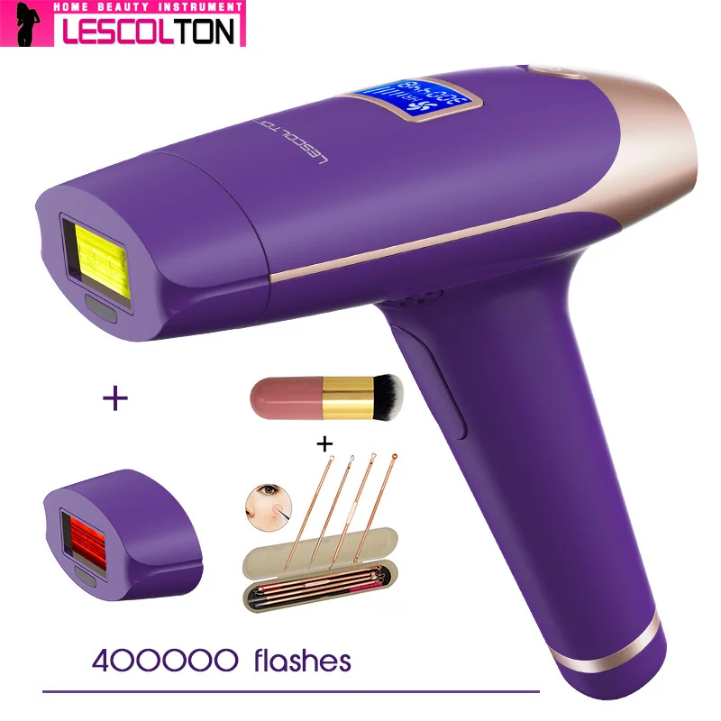 Lescolton 3в1 ipl эпилятор для удаления волос с ЖК-дисплеем лазерный постоянный триммер для бикини Электрический Лазер - Цвет: Two head Purple1