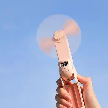 

3-in-1 Electric Mini Fan Outdoor Handheld Folding Fan Emergency Power Bank Phone Stand USB Rechargeable