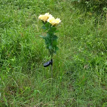 Искусственный Розовый наружный Декор Led двора цветок водонепроницаемый садовый светильник патио Кол пейзаж вечерние солнечные лужайки путь