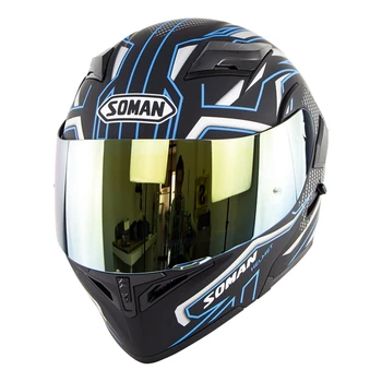 

Soman SM955 casco capacete moto Full Face Motorbike Helmets Classic Retro DotFlip up Dual Visors+K5 lens