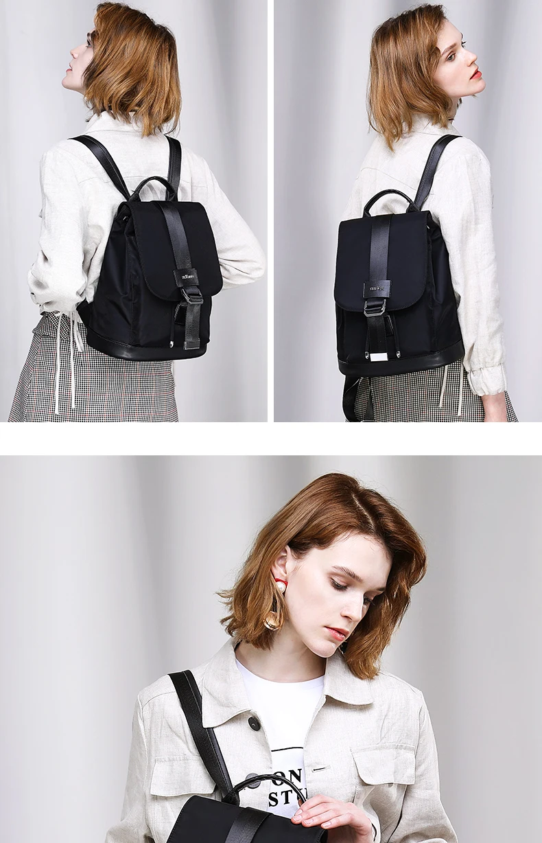 hot! Women's Backpack Student Bag Teen Girl Nylon Buckle Design Black Femme Mochila Women's Backpack Fashion Sac A Dos