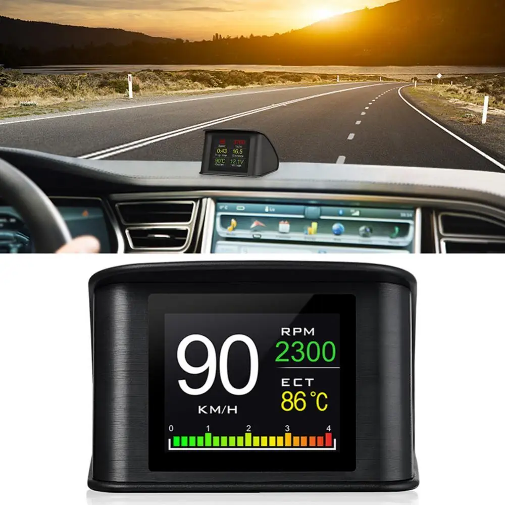 Universal hud p10 obd2 compteur numérique intelligent affichage tête haute  alarme de survitesse moteur code d'erreur de voiture navigateur de voiture  pour voiture en toute sécurité