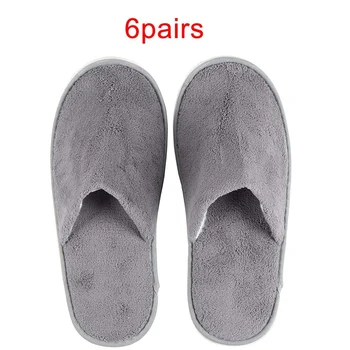 

6-Pairs Disposable Slippers, Great for Hotel, Spa, Nail Salon Use-Non-Slip-Grey-Fits Up to USMen's Size 11 and US Women's Size