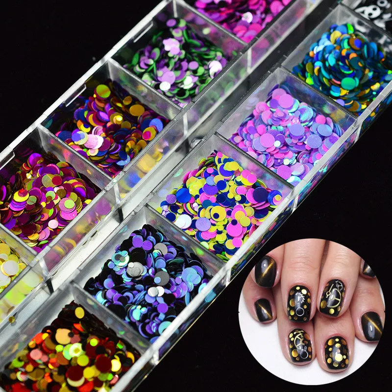 

1Set Ultrathin Sequins Nail Art Glitter Mini Paillette Colorful Round 3d Nail Decorations Mixed Size Manicure Accessories