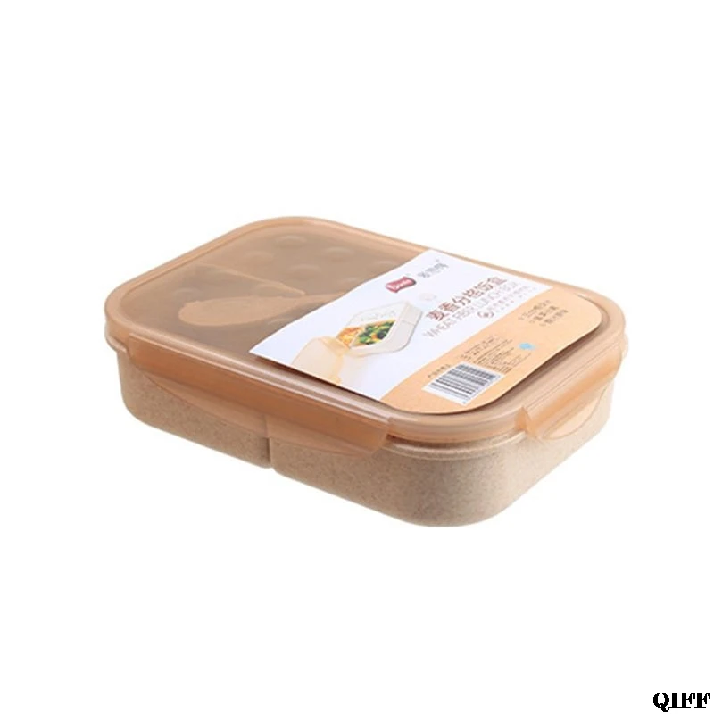 like pic Пшеничная соломенная коробка для обеда с ложкой Bento box креативный квадратный чехол для конфет посуда - Цвет: like pic