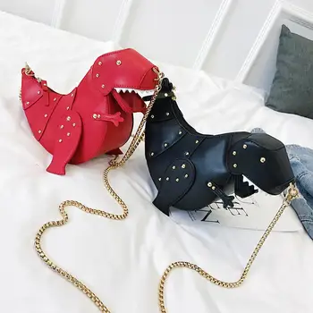 

2020 Fashion Faux Leather Solid Color Dinosaur Rivet Woman Crossbody Shoulder Bag