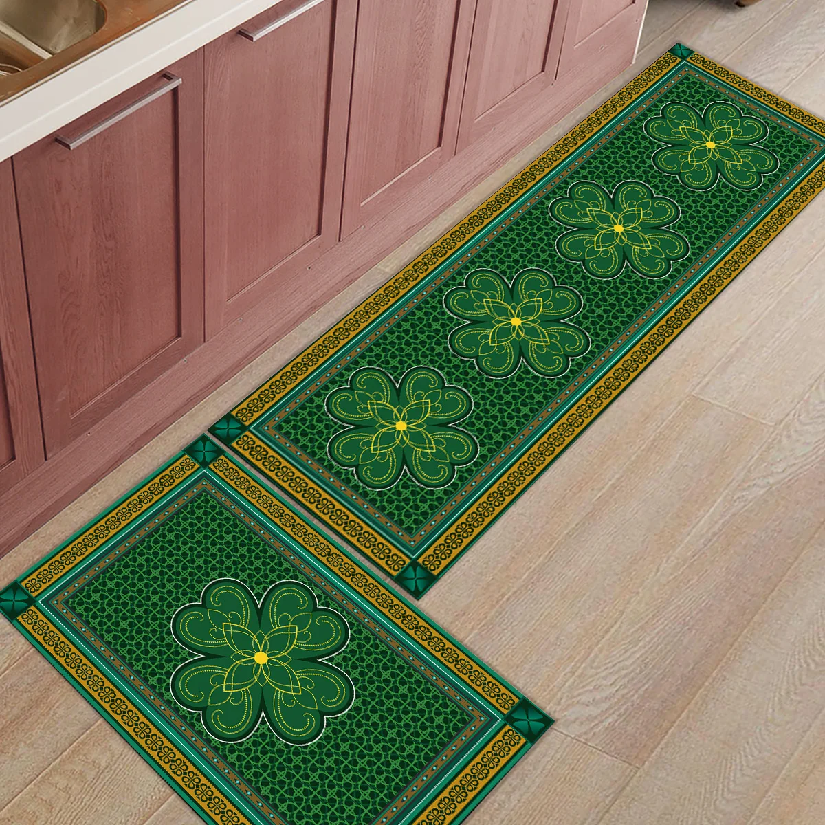 2 шт. коврики для кухни на день рождения день Патрика Ретро Клевер коврики для входного пути ванная комната Гостиная дверные коврики домашний декор