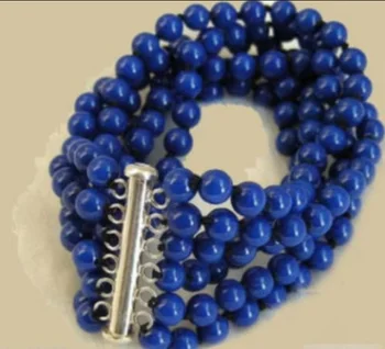 

New 6 Rows 6mm Lapis lazuli Bracelet 7.5''
