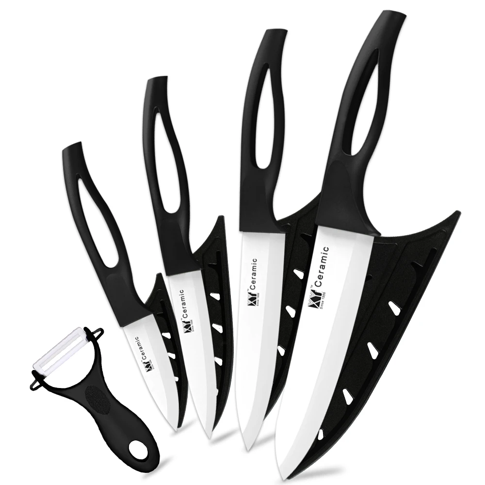 Black H White Blade XYj кухонный керамический нож для приготовления пищи набор " 4" " 6" дюймов+ Овощечистка лезвие для очистки овощей плод шеф-повара нож кухонные инструменты - Цвет: Black H White Blade