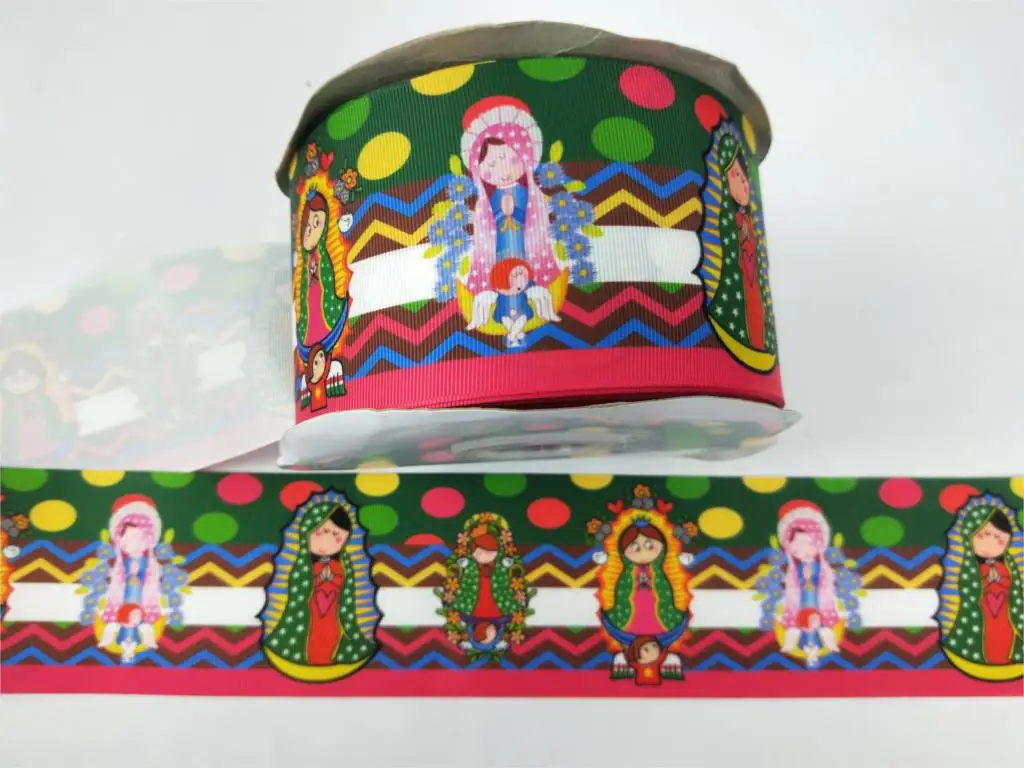 3"75mm Stock Sale Ribbon Scale Back to School Santa Claus Mexico Girl Printed Grosgrain Ribbon DIY Christmas Party 50yards/roll - Цвет: Mexico