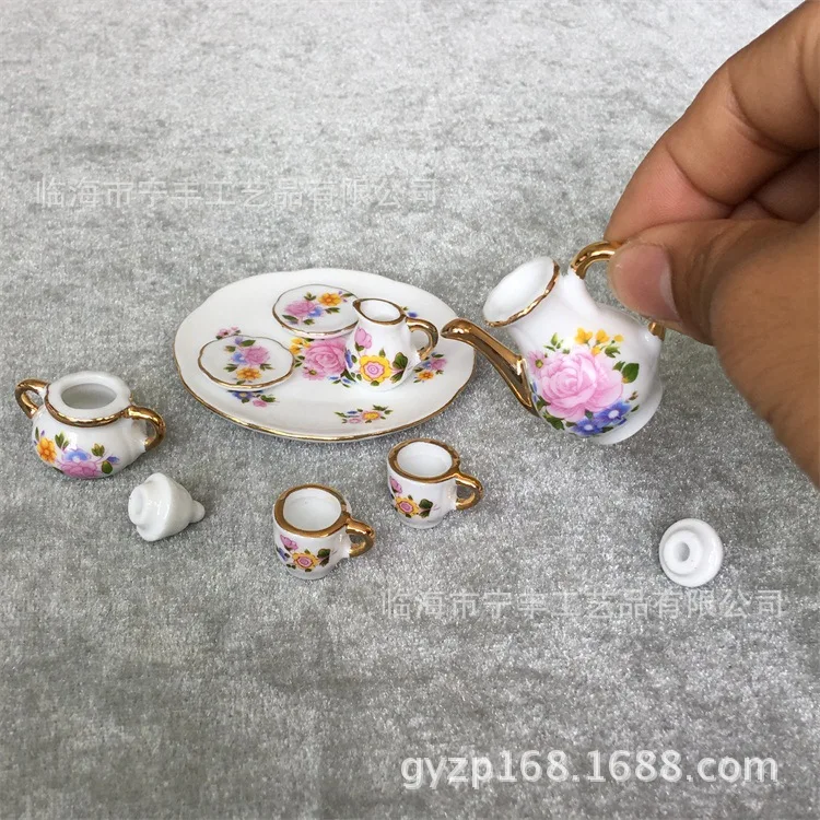 1: 6 кукольный домик лакомство Пномпень красочная Роза 8 голов фарфоровый чайный сервиз большая мебель новое классическое украшение